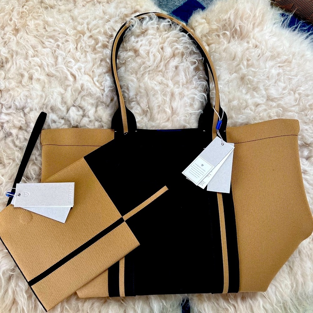 LIKE NEW Rothy’s Essential Tote & Wristlet Camel and Black